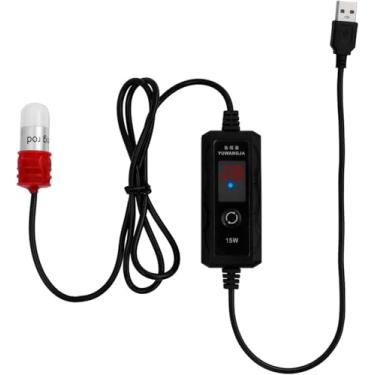 Imagem de Mini aquecedor de aquário, aquecedor de aquário superpequeno de 15 W com termostato digital 5V/2A alimentado por USB pequeno aquecedor de peixes Betta para tanques de até 1 galão