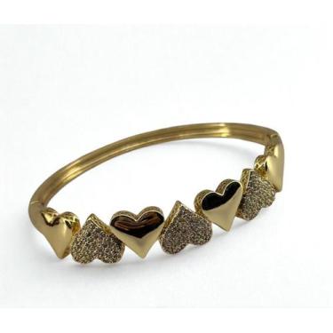 Imagem de Pulseira Bracelete Feminino De luxo Banhado ouro 18k Cravejado Zircôni