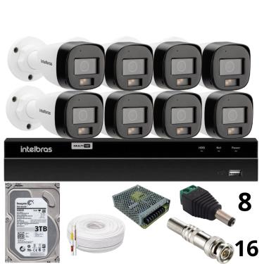 Imagem de Kit 8 Câmeras Intelbras  Bullet 3220b Full Color Com Áudio Dvr Intelbras 1216-c Mhdx Com Acesso Remoto Hd 3tb