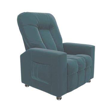 Imagem de Poltrona Do Papai Reclinável Para Cinema Sora Veludo Azul Claro Fh1 - D'rossi