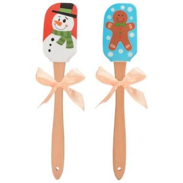 Imagem de Operitacx 2 espátulas de silicone de Natal, conjunto de utensílios de cozinha de Natal de 30,5 cm, raspador de panela fofo de Natal para assar bolos, misturar biscoitos, misturar creme de manteiga