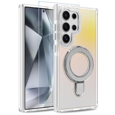 Imagem de MOWIME Capa magnética para Samsung Galaxy S24 Ultra com suporte [compatível com Magsafe] [lindo design fluorescente] [1 protetor de tela] capa fosca translúcida fina para Galaxy S24 Ultra 6,8