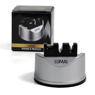 Imagem de Afiador de Facas Phoenix LUMAI Compacto Manual com Ventosa Amolador de Faca Cozinha 3 em 1 Tungstênio e Cerâmica Premium Afiar e Polir Lâminas e Tesouras com Segurança