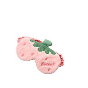 Imagem de Máscara de dormir com design de morango de pelúcia para crianças e adu