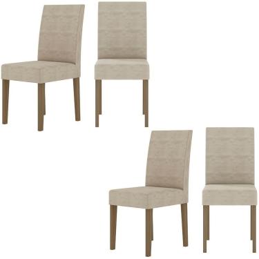 Imagem de Kit De 4 Cadeiras Josi Com Tecido Em Suede Carvalho/fendi