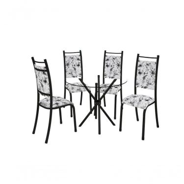 Imagem de Conjunto Verona 04 Cadeiras Com Base Sergipe Bm Tubulares Vidro Incolor-courino C128