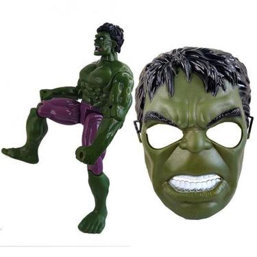Imagem de Boneco Articulado 25Cm Action Incrivel Hulk + Mascara 16Cm
