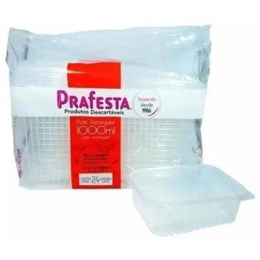 Imagem de 2X Pote Descartável 1000Ml Microondas Freezer Marmita Fit 24