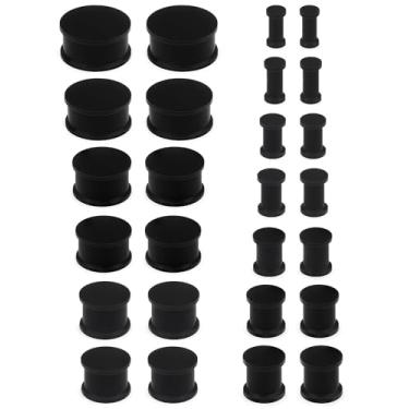 Imagem de Yaalozei Tampões de ouvido macios 8G-25 mm de silicone sólido alargador duplo alargador ocultar alargadores para orelha retentor de orelha piercing joias para mulheres homens preto branco pele tom