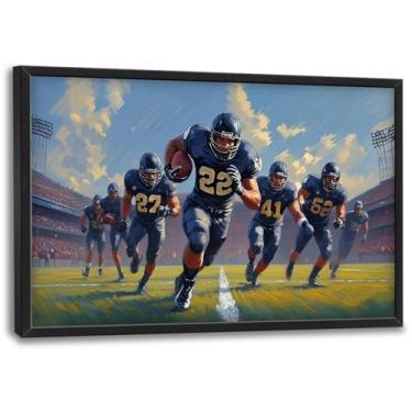 Imagem de Glocmna Arte de parede grande emoldurada para sala de estar, time de futebol americano, decoração de parede, tema esportivo, pintura, impressão, academia, decoração para casa, academia, decoração de