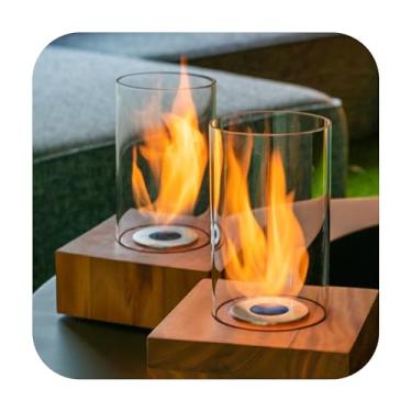 Imagem de 2 Lareiras de Mesa Ecológica Ecowood – Base em Madeira Nobre + Queimador Inox para Ambientes Internos e Externos - Eco Flame Garden