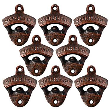 Imagem de HAIICEN Abridor de garrafas de cerveja de cobre envelhecido 8 peças de cobre envelhecido abridor de garrafas de ferro fundido retrô