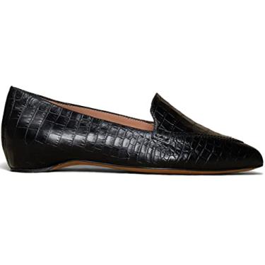 Imagem de LEHOOR Mocassim feminino casual bico fino mocassim sem cadarço camurça penny loafers salto fino fechado motorista treinador escritório mocassins crocodilo pele de cobra sapatos elegantes conforto