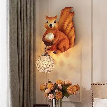 Imagem de Luminária de parede contemporânea em formato de esquilo, personalizada e criativa, para sala de estar, quarto, escritório, casa de campo, quarto infantil, corredor de hotel, com luz LED (Est