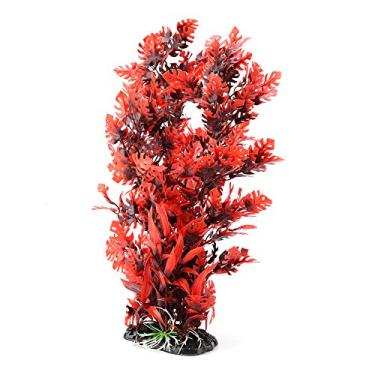 Imagem de ZJchao Ornamento Artificial Vívido da Grama da água da Planta Plástica do Aquário para a Decoração Dos Peixes Verde Vermelho Opcional 11x7x40 Cm (AI-149R vermelho)