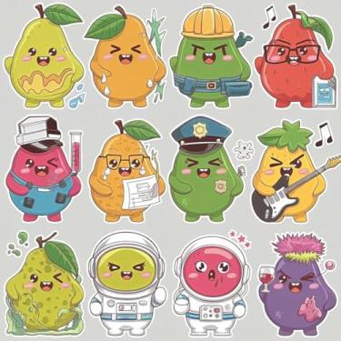 Imagem de Adesivo Infantil Kawai Personagens Fofos Decorativos para Quarto e Cadernos 40x40cm