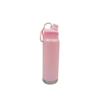 Imagem de Garrafa TéRmica Grande Capacidade Esportiva de Viagem Tampa de PortáTil 800ml Garrafa de áGua Esportiva(rosa)