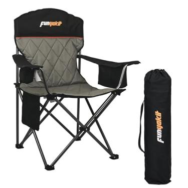 Imagem de funyakit Cadeiras de acampamento cadeira dobrável portátil com bolsa térmica e suporte de copo para atividades ao ar livre, esportes, praia, pesca, caminhadas, viagens, piquenique, quintal, 1 peça