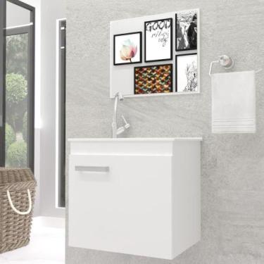 Imagem de Gabinete Banheiro Bari 45 cm Branco Kit Completo - GABINETTO, Branco