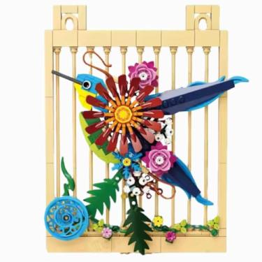 Imagem de Beija-Flor Blocos de Montar Kit Decorativo Quadro Floral para Exposição