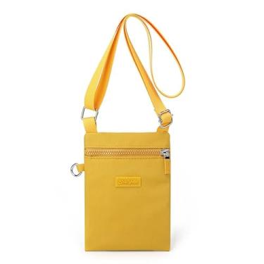 Imagem de Bolsa tiracolo pequena bolsa mensageiro casual bolsa feminina bolsa de mão bolsa de ombro de lona de nylon, Amarelo, Medium, Amarela