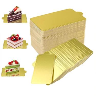 Imagem de Abnaok mini placas de bolo de papelão dourado base de bolo de mousse 100 peças placa de papel para bolo, placas de dissert, passarias, papelão, base de cupcake, placa de sobremesa, graxa (base de bolo quadrado)