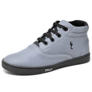 Imagem de Tênis Casual Masculino Menino Garoto Cano Alto Botinha Escola Tendencia, Ref.: SAP7850INF, Polo Blu ORIGINAL (Cinza/Preto, BR, Criança de 9 a 12 anos, Numérico, 28)