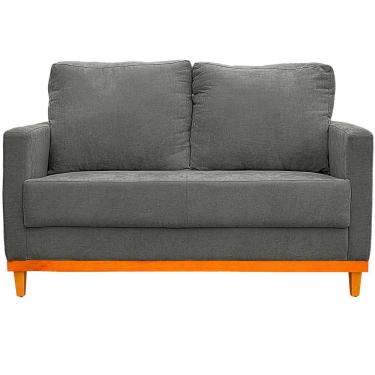 Imagem de Sofa Berlim 2 Lugares Base De Madeira Tecido Impermeavel Cinza Escuro