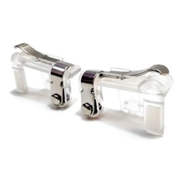 Imagem de Gatilhos L1 R1 para Celular, Controlador de Jogo Transparente em ABS/Metal, Compatível com Android e iOS, 4.5-6.5 Polegadas, Adaptador para Jogos Mobile