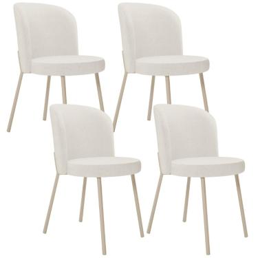 Imagem de Kit 04 Cadeiras Para Sala de Jantar Cozinha Estofada Gavi Arena L02 Linho Bege - Lyam Decor