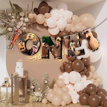 Imagem de Sauage ONE Banner Decoração – Decoração divertida de festa de primeiro aniversário com tema de churrasco, guirlanda para amantes de carne para churrascos, piquenique ou festa de churrasco, placa de