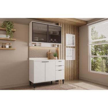 Imagem de Cozinha Modulada Completa Alpha 2 Peças (1aéreo+1balcão) C2p52 Branco - Carraro