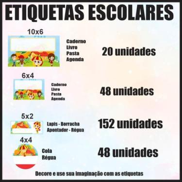 Imagem de Etiqueta Adesiva Escolar em Vinil Tema Personagem Diversos - Dekal Dec