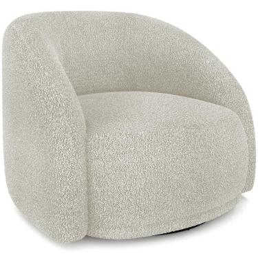 Imagem de Poltrona Decorativa Giratória Angelina M03 Bouclê Bege Claro - Lyam Decor