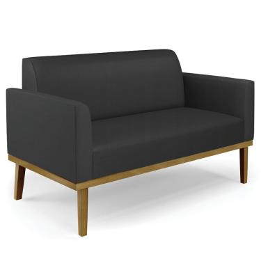 Imagem de Sofá Namoradeira Base Madeira Castanho Maressa Sintético Preto - Ibiza