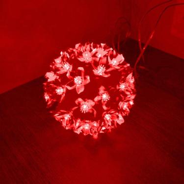 Imagem de Globo Lampadas Luzes De Led Flor Bola Natal Decoração Tomada Vermelho