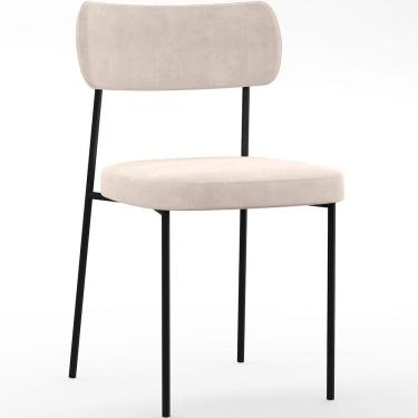 Imagem de Cadeira Estofada Para Sala De Jantar Melina L02 Suede Bege