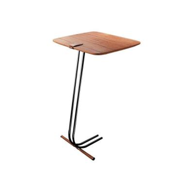 Imagem de Mesa De Apoio Para Sofá Bandeja Castanho Base Preta