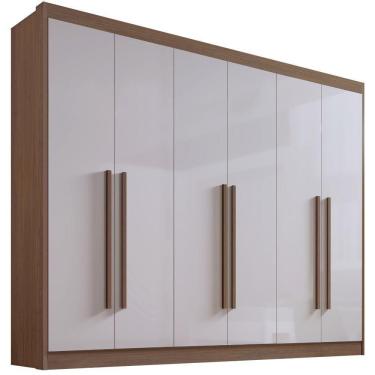 Imagem de Guarda Roupa Athos Castanho Off White 6 Portas 7 Gavetas D?doro
