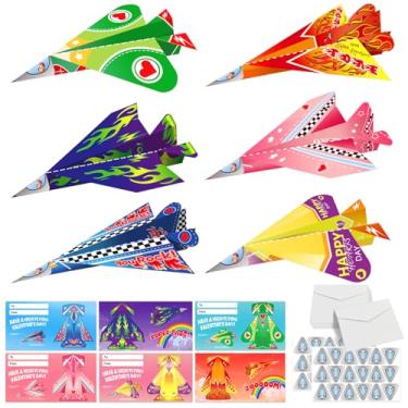 Imagem de JUESMOS 30 PACK Flying Paper Airplanes Valentines Cards for Kids 01-New