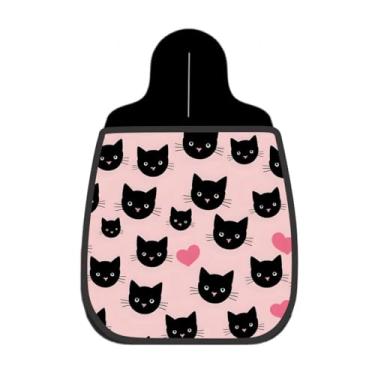 Imagem de Lixeira De Carro Organizador Gatos Pretos Corações Fundo Rosa
