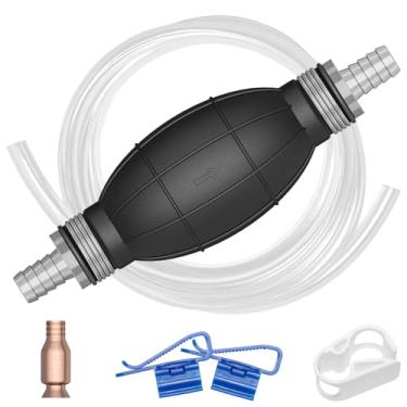 Imagem de FACFUEL Bomba de transferência de gasolina, bomba de sifão de gás para gasolina, diesel, água, líquido, bomba manual de transferência de combustível de alto fluxo com mangueira de sifão de 3 m