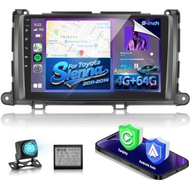 Imagem de [4+64] Rádio automotivo Volxcereo para Toyota Sienna 2011 2012 2013 2014, 9 polegadas Android Touchscreen estéreo com Carplay e Android Auto, GPS, WiFi, Bluetooth, SWC, FM/RDS, link espelhado, DSP