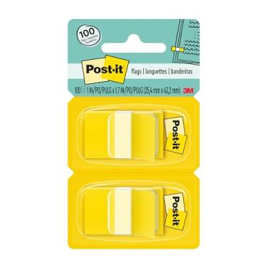 Imagem de Post-it Bandeiras, 50/dispensador, 2 dispensadores/pacote, 2,54 cm de largura, amarelo (680-YW2)