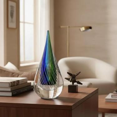 Imagem de Murano Gota Colorida Em Murano Peça Artesanal Para Decoração 28cm, Ideal para Centro de Mesa de Jantar, decoração Sala e diversos ambientes
