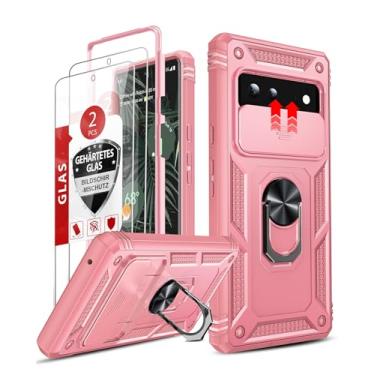 Imagem de LeYi Capa para Pixel 6: Capa para Google Pixel 6 com capa de câmera deslizante + 2 peças de protetor de tela de vidro temperado, suporte magnético de grau militar de corpo inteiro 360 com suporte de