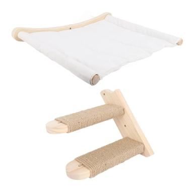 Imagem de Fockety Rede para Gatos, Almofadas Removíveis e Laváveis, Prateleiras para Gatos Montadas na Parede, Rede de Parede de Madeira Com Degraus, Prateleira de