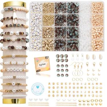 Imagem de Xylise Kit de pulseiras de contas de vidro rachadas de 6 mm/8 mm, kit de fabricação de joias, kit de pulseira da amizade para presentes de artesanato DIY
