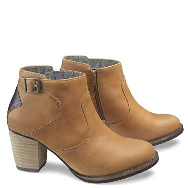Imagem de Caterpillar Bota feminina de couro impermeável com zíper lateral Abd salto empilhado, Bronzeado/Tater, 7