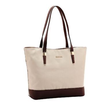 Imagem de Bolsa Feminina Chenson Sacola Tote Ombro Microfibra, Bege